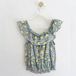 Penelope Mack Lemon and Floral Print Kids Blouse | Girls Size 6